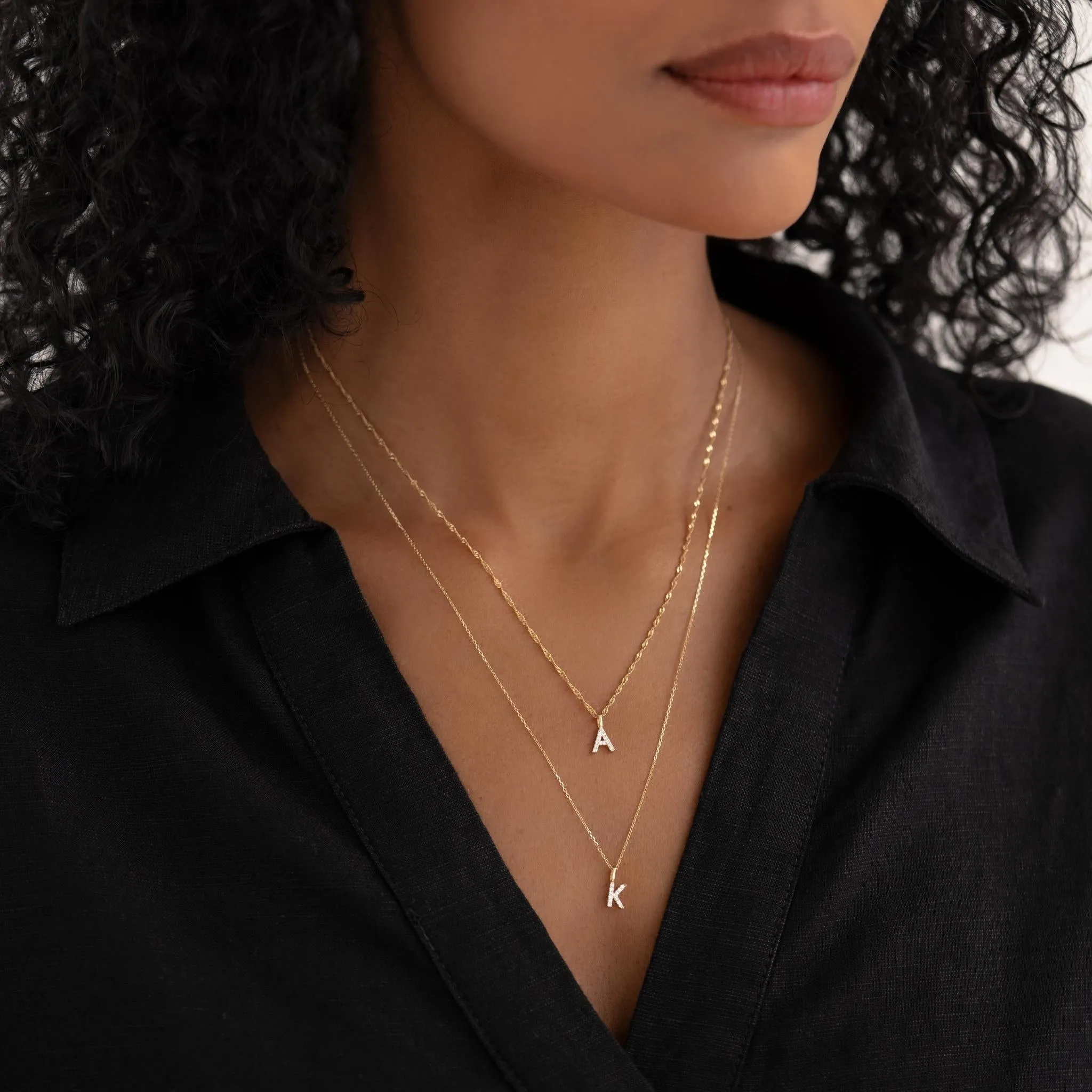 Diamond Initial Pendant 14k Gold - O