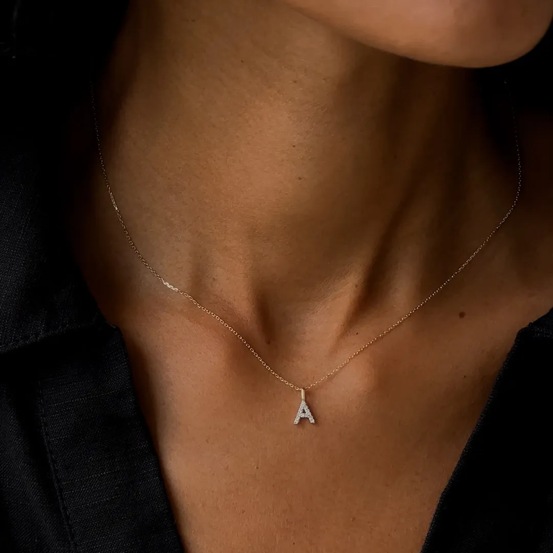 Diamond Initial Pendant 14k Gold - O
