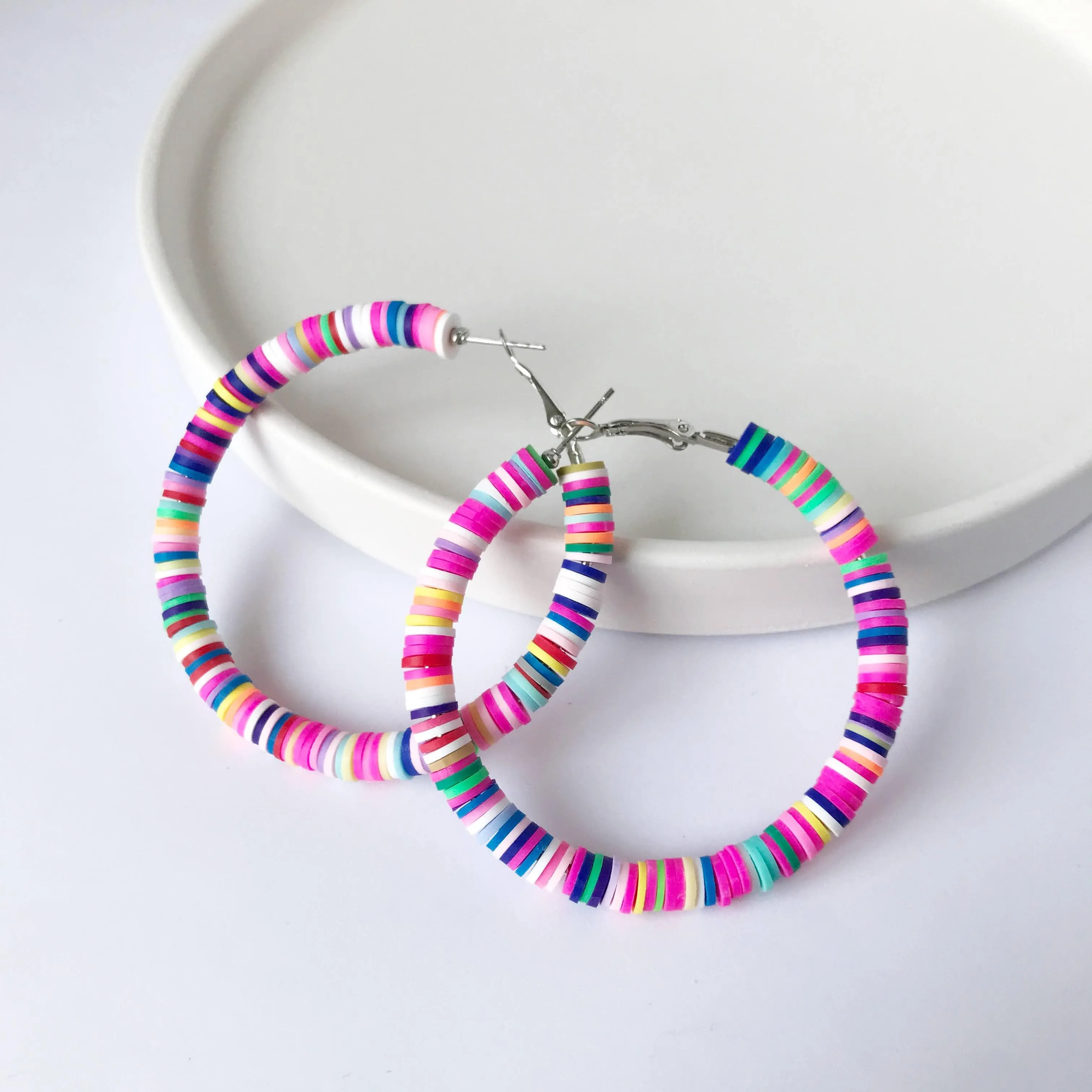 Dottie Heishi Flat Bead Hoop Earrings
