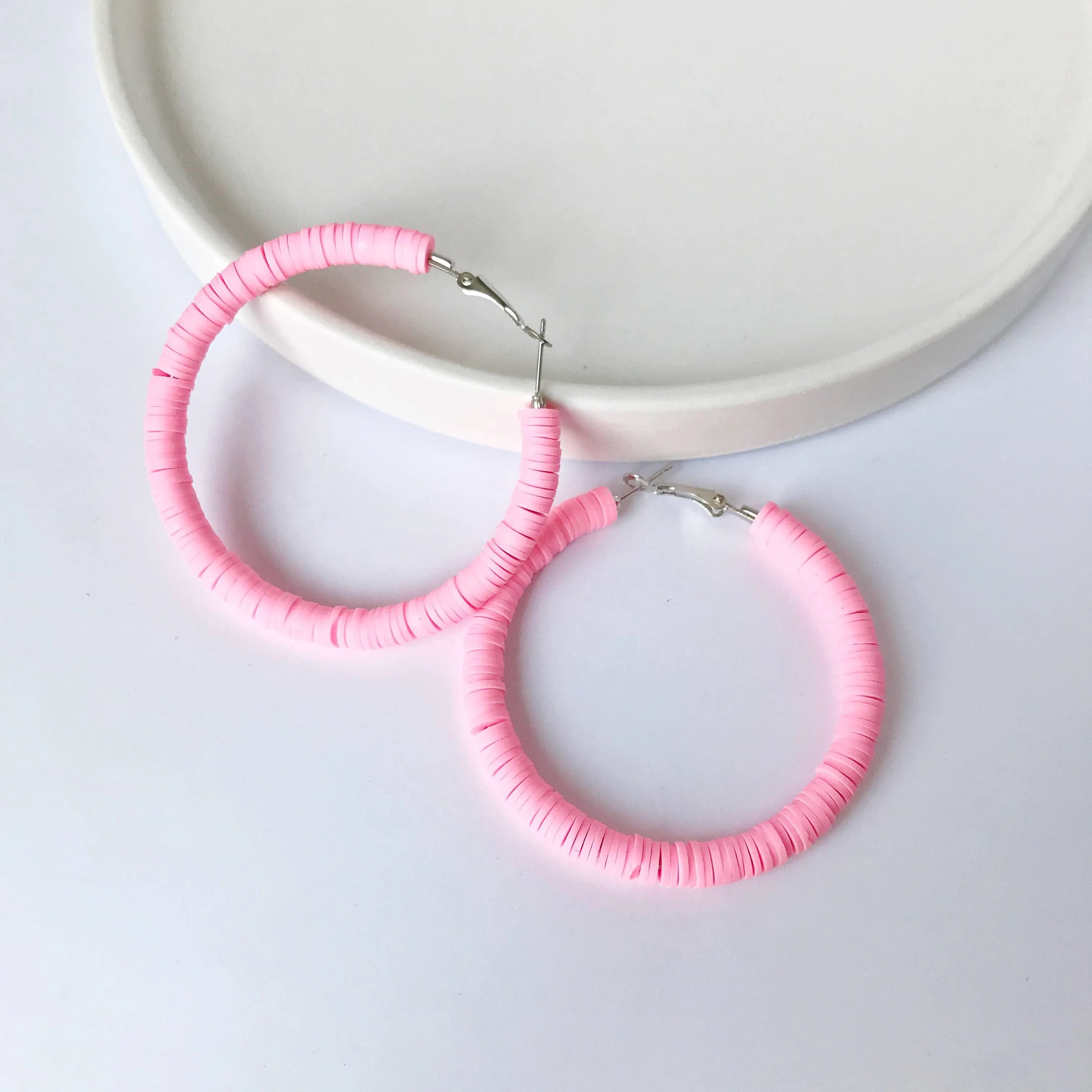 Dottie Heishi Flat Bead Hoop Earrings