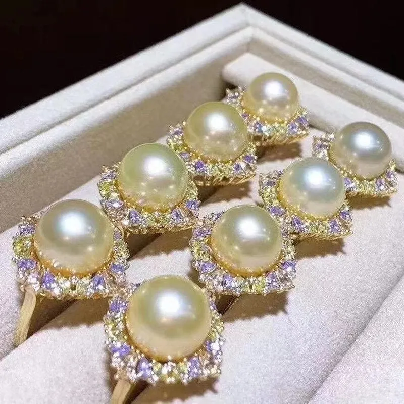 Elegant 11-12mm Pale Golden Pearls Ring