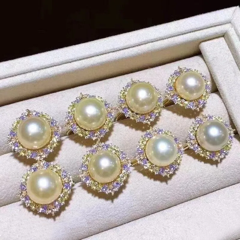Elegant 11-12mm Pale Golden Pearls Ring
