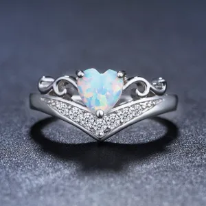 Elegant Heart Opal Ring