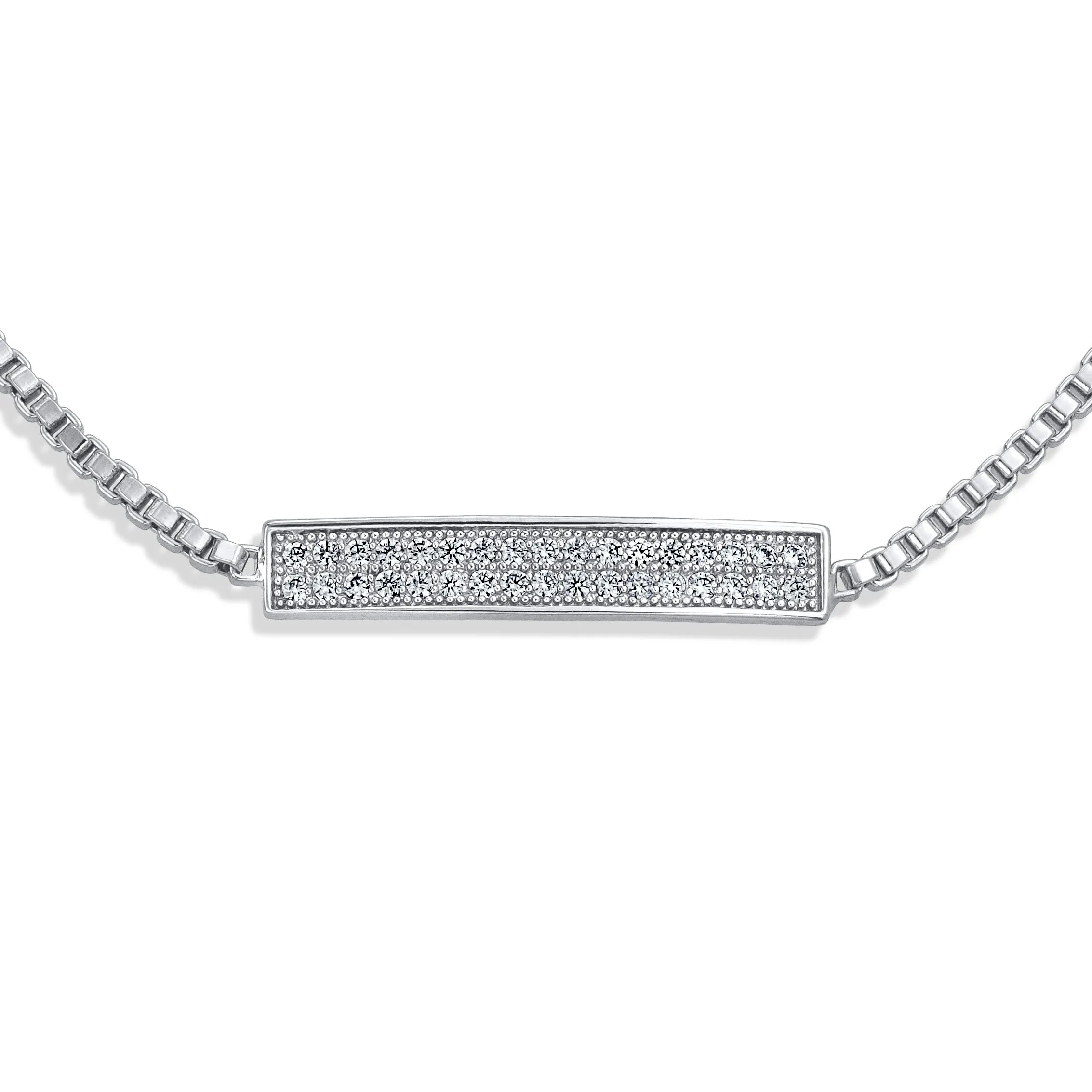 Elegant Modern Bridal Tennis Bracelet with Cubic Zirconia and Silver Plated Clasp