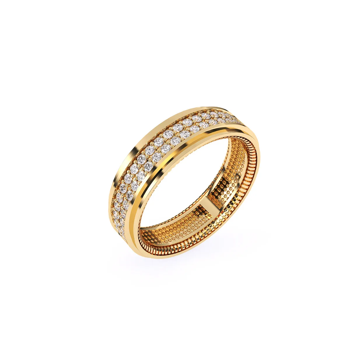 Elegant Two Row Round Diamond Wedding Band