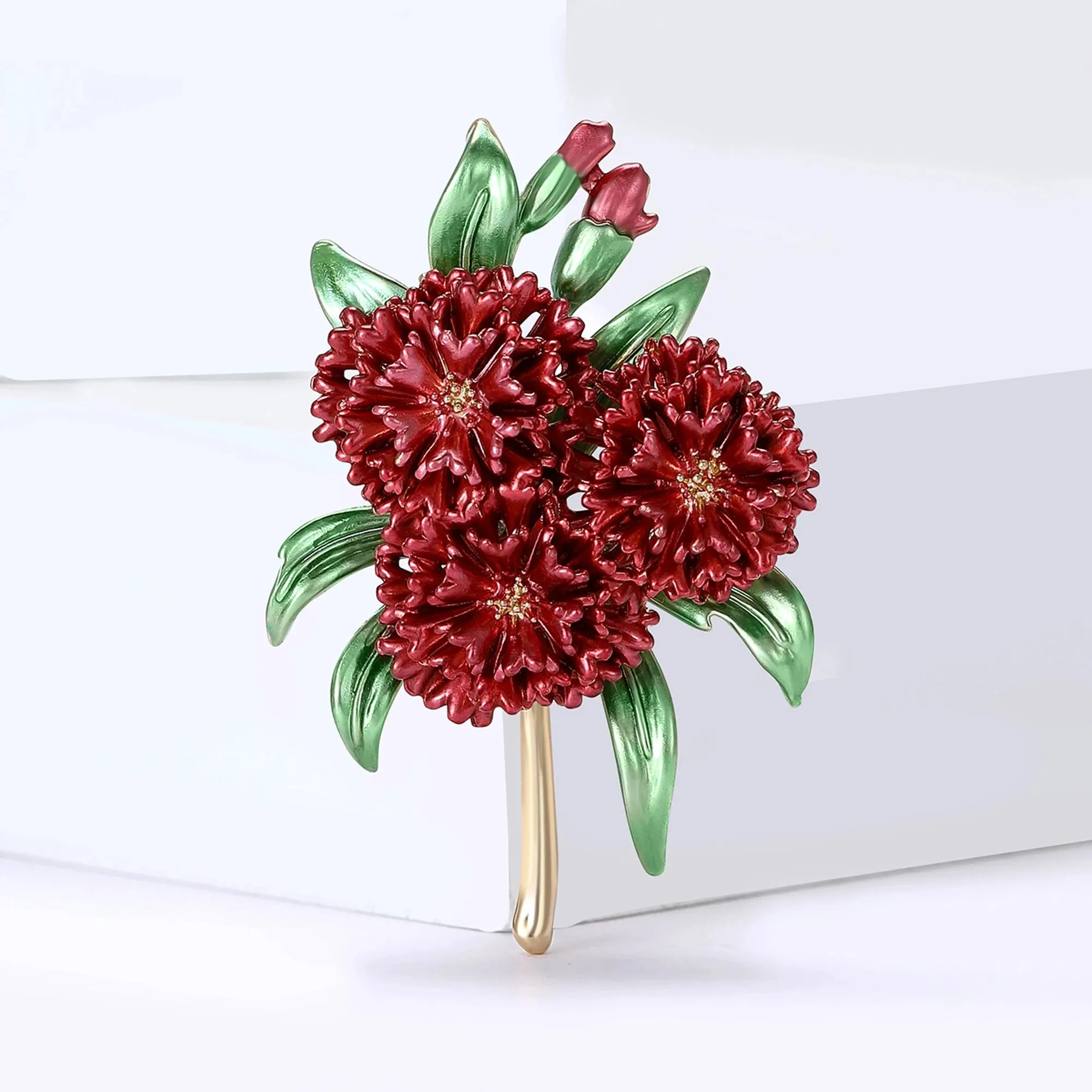 Enamel Hydrangea Brooches