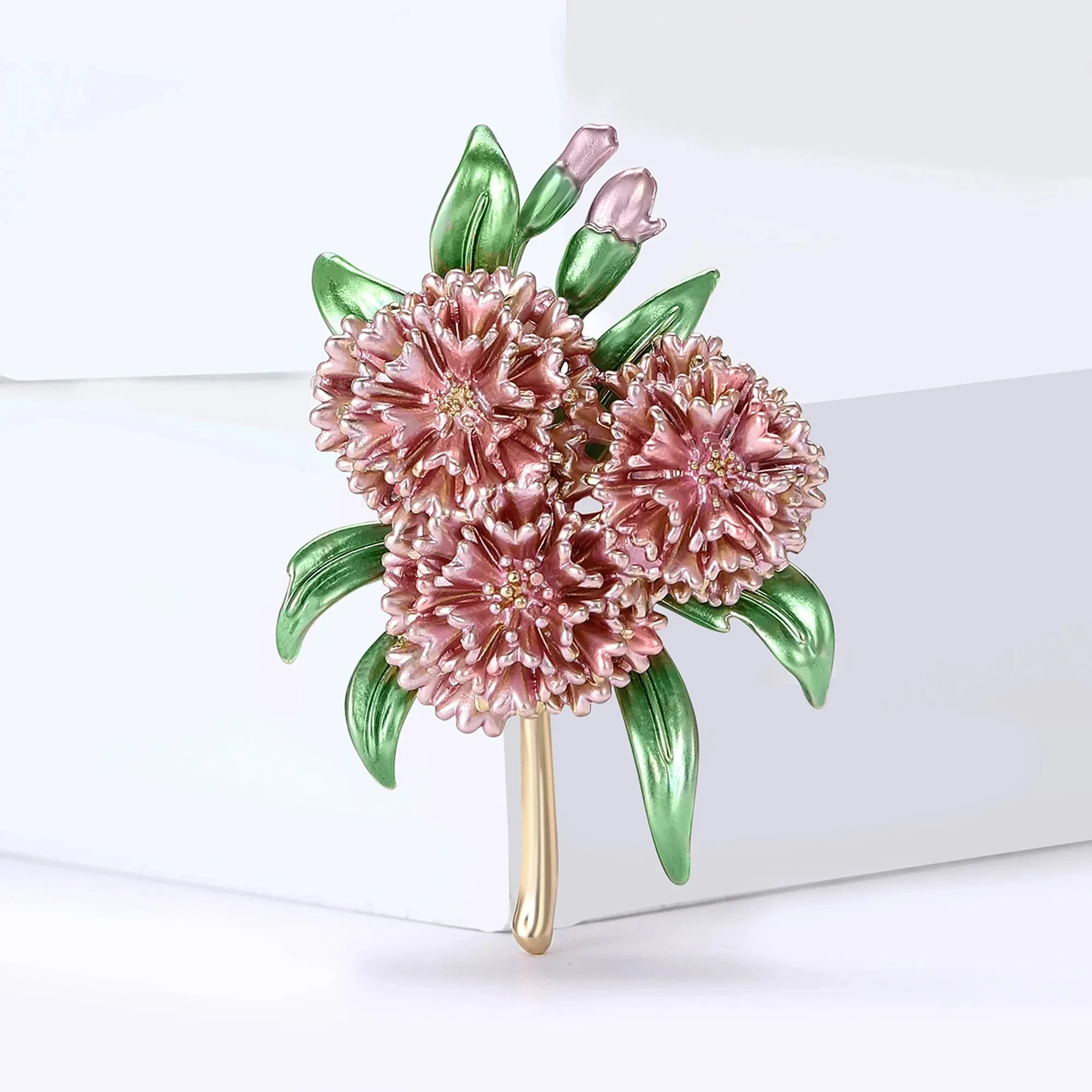 Enamel Hydrangea Brooches
