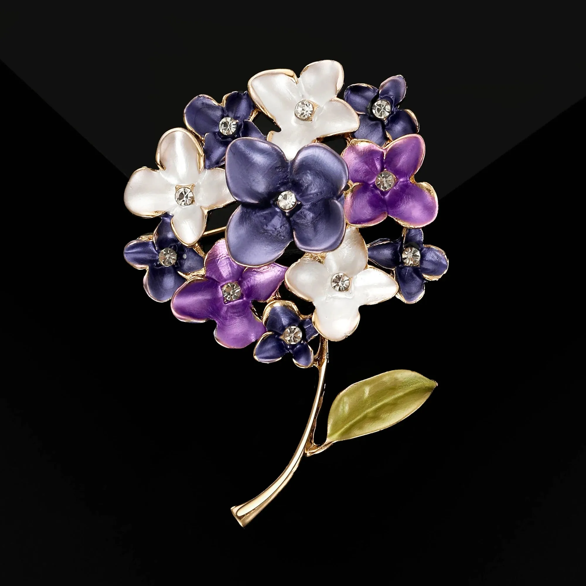 Enamel Hydrangea Brooches