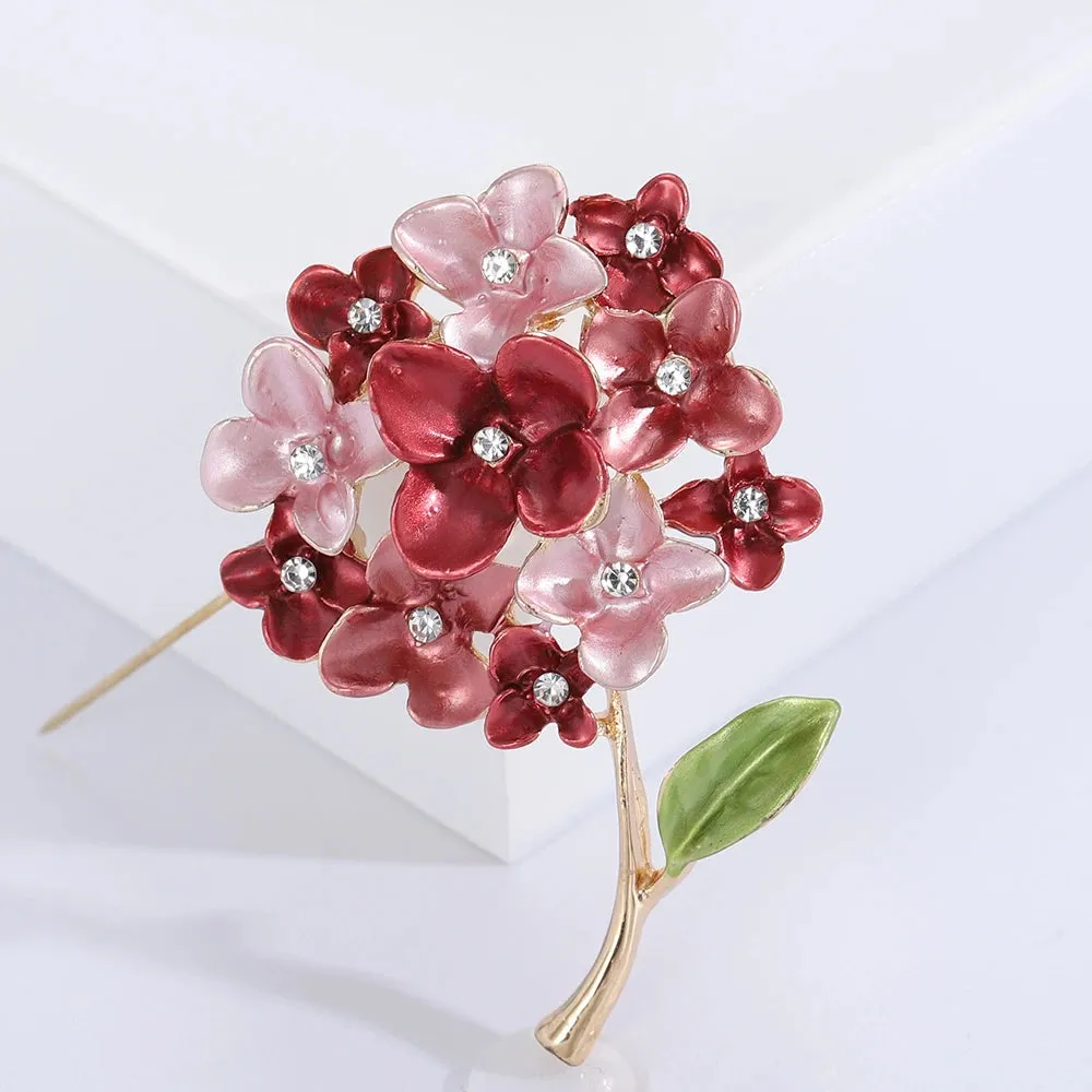 Enamel Hydrangea Brooches
