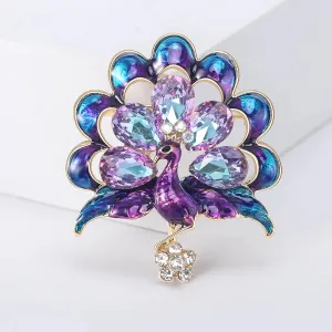 Enamel Peacock Brooches