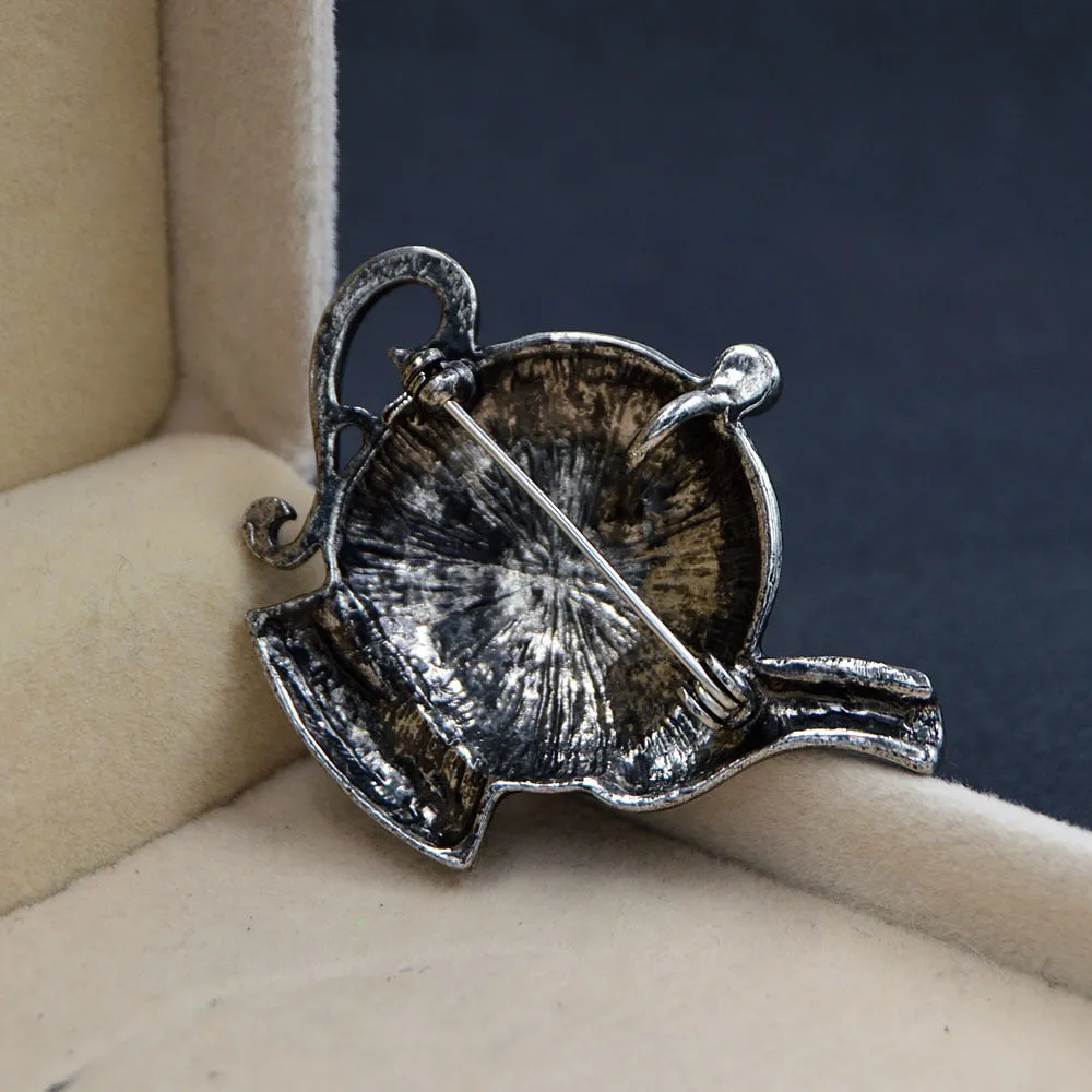 Enamel Teapot Pin Rhinestone Creative Design Fashion Brooches For Women