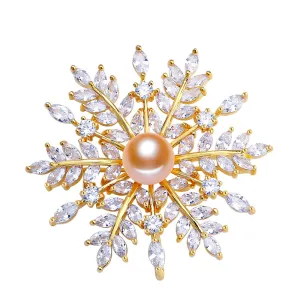 Fine Jewelry New Natural Freshwater Pearl Brooch Creative Snowflake Brooch
