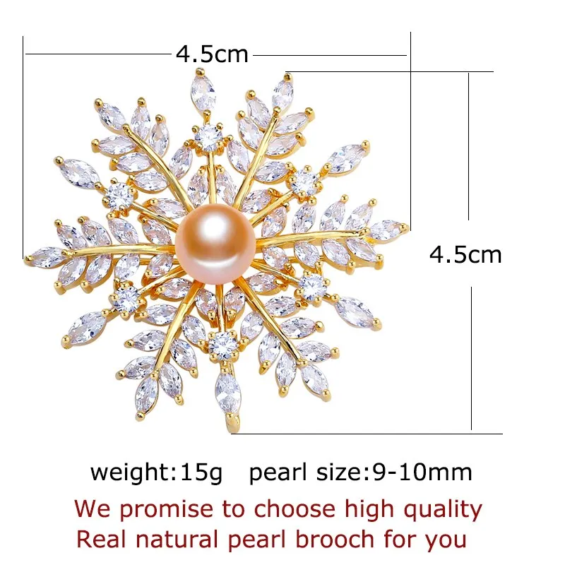 Fine Jewelry New Natural Freshwater Pearl Brooch Creative Snowflake Brooch