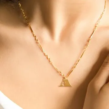 Fortune & Frame Gold Initial Necklace