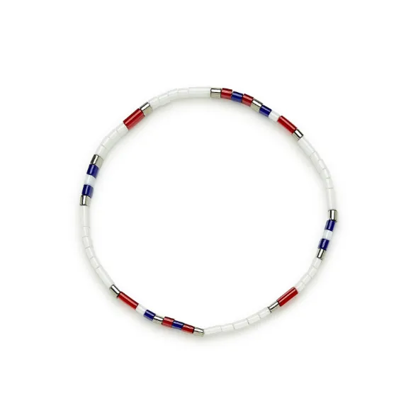 Fourth Of July Tile Bead Stretch Bracelet