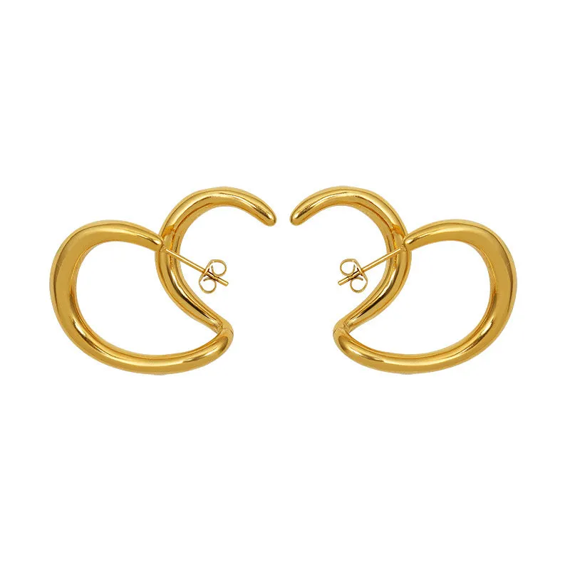 French Retro Twisted Line Earrings - Titanium Steel & 18k Gold