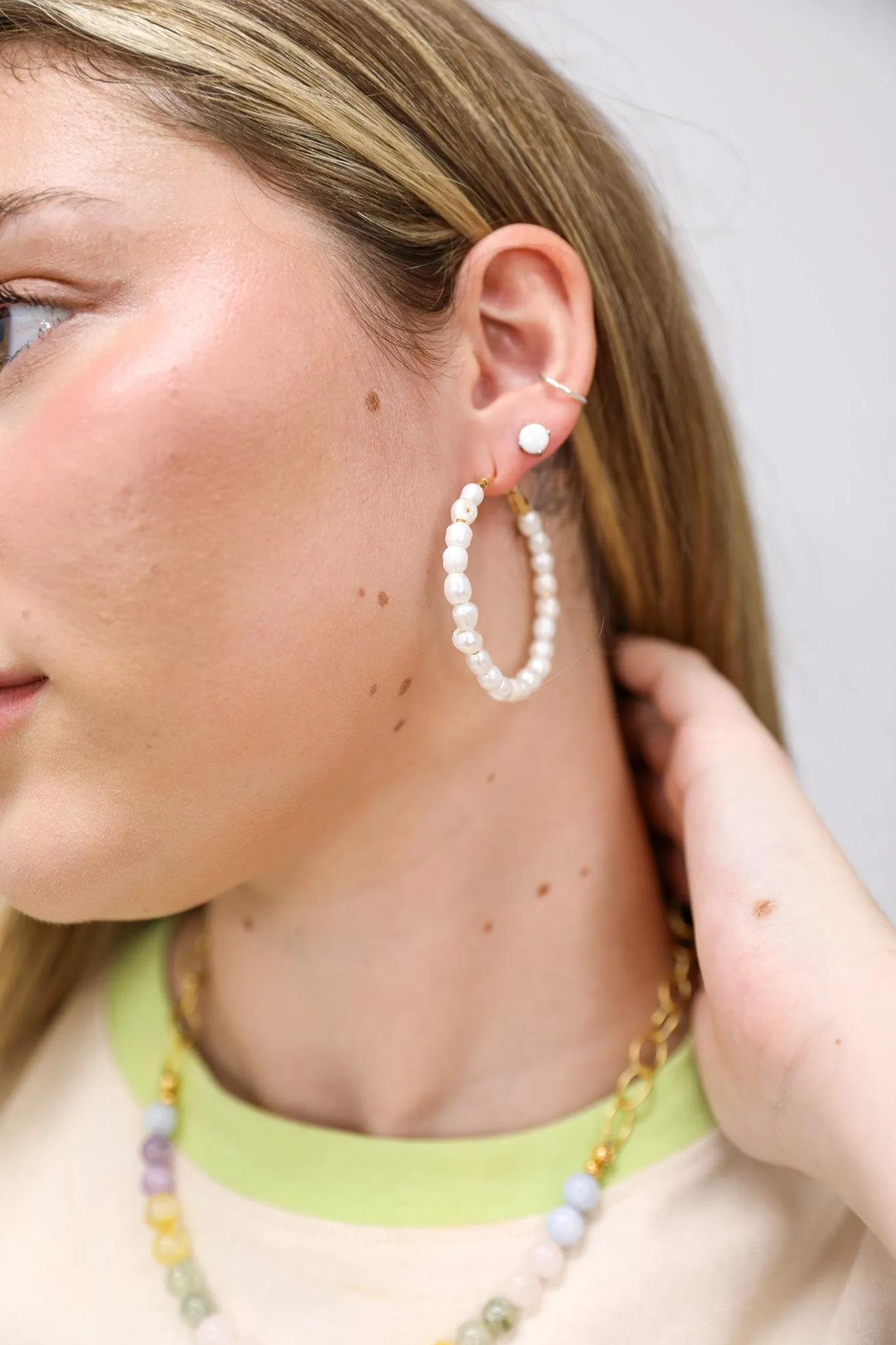 Fresh Water Pearl Hoop Earrings