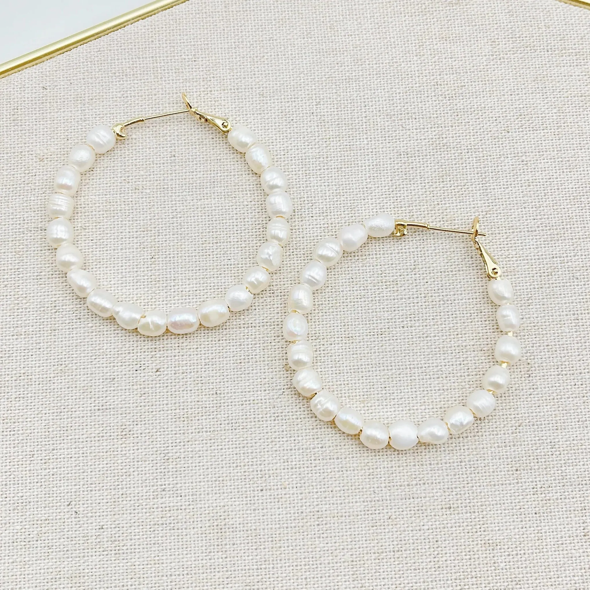 Fresh Water Pearl Hoop Earrings