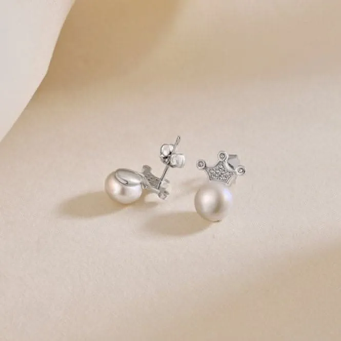 Fresh Water Pearl Sparkling Crown Earrings ERLE074