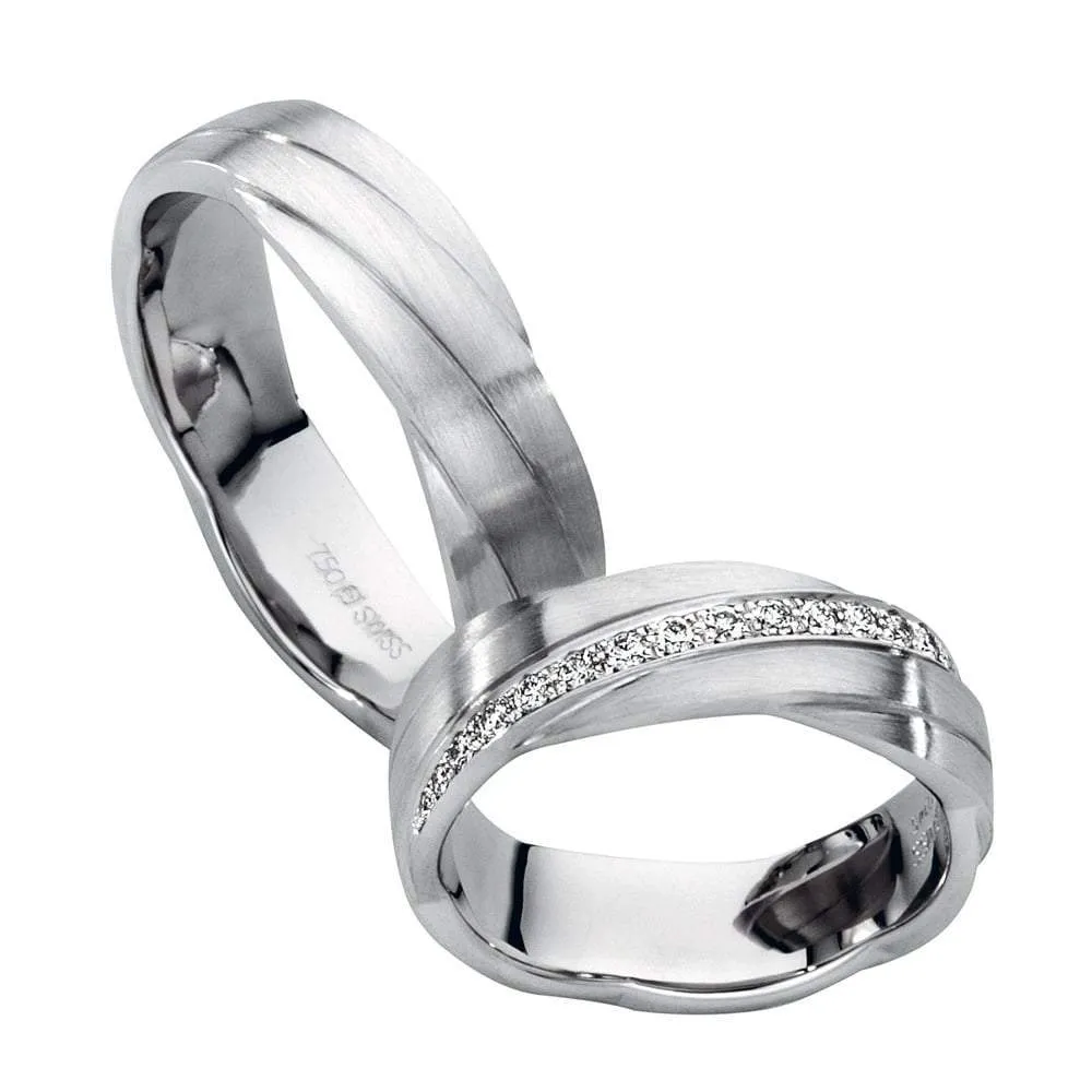 Furrer Jacot white gold TWVS 0.12ct diamond wedding ring