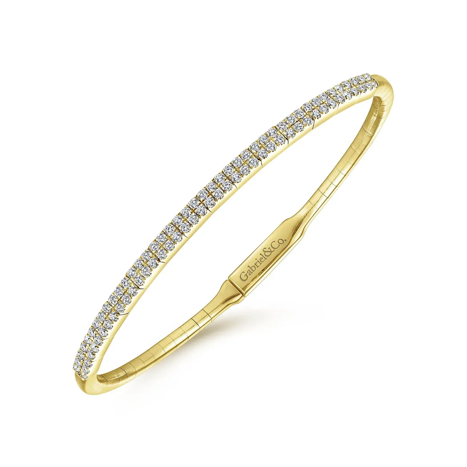 Gabriel & Co. Fashion 14k Yellow Gold Two Row Diamond Bangle