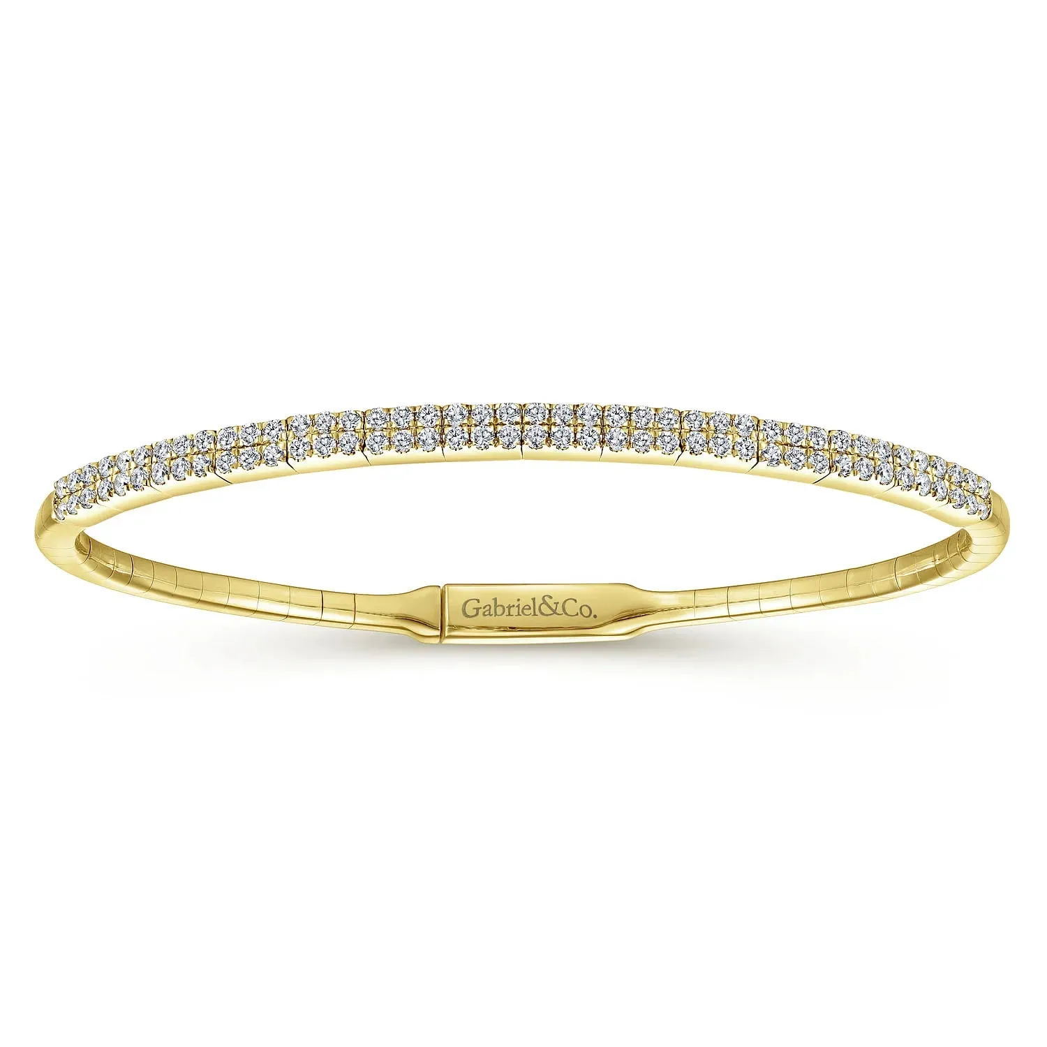 Gabriel & Co. Fashion 14k Yellow Gold Two Row Diamond Bangle