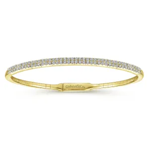 Gabriel & Co. Fashion 14k Yellow Gold Two Row Diamond Bangle