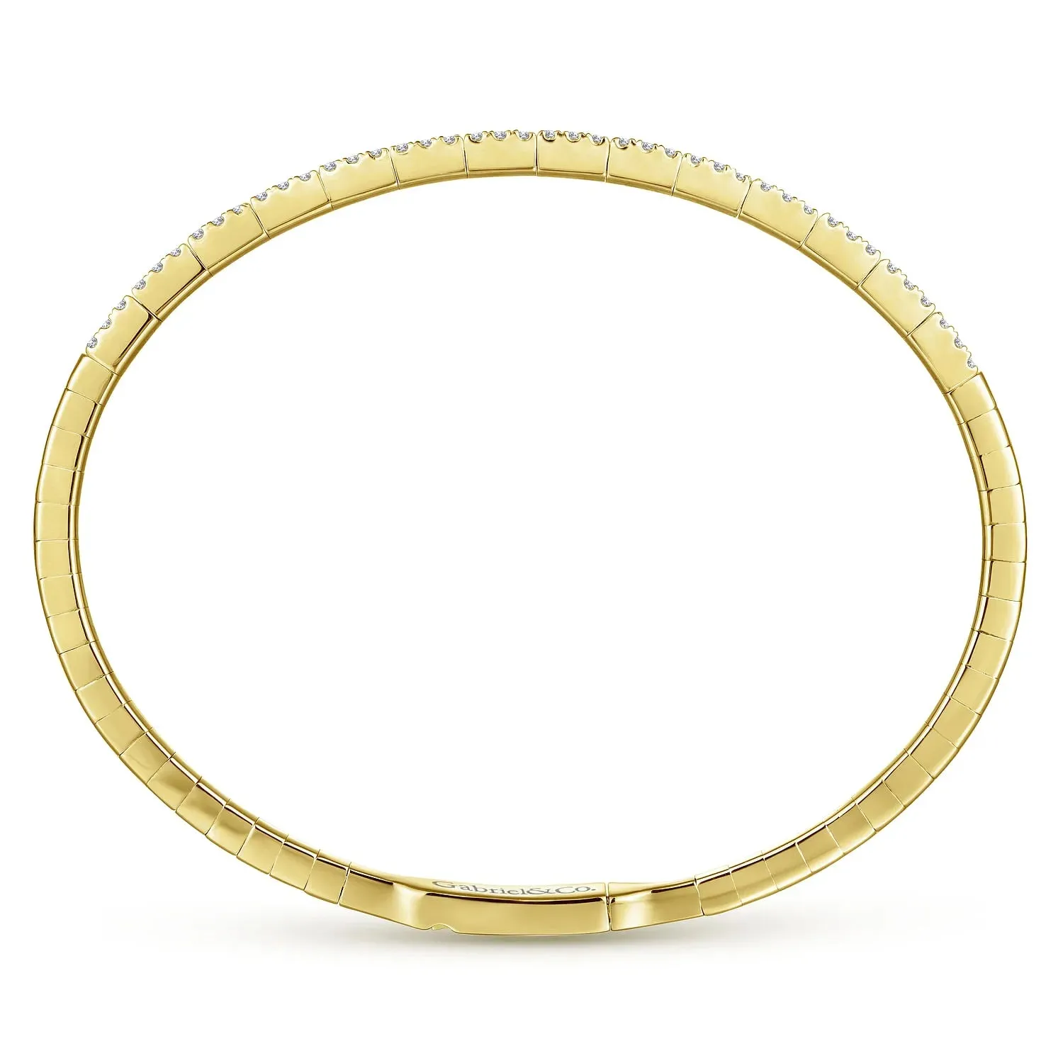 Gabriel & Co. Fashion 14k Yellow Gold Two Row Diamond Bangle
