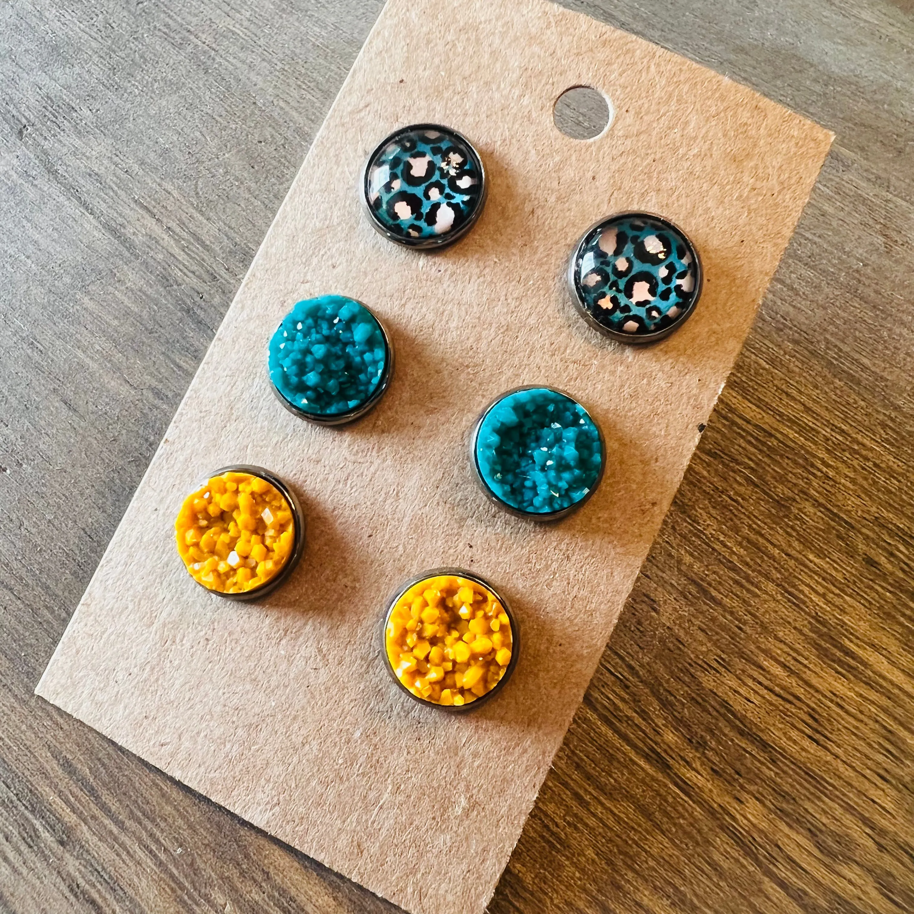 Get Wild Druzy Trio Stud Earrings (4 color options)