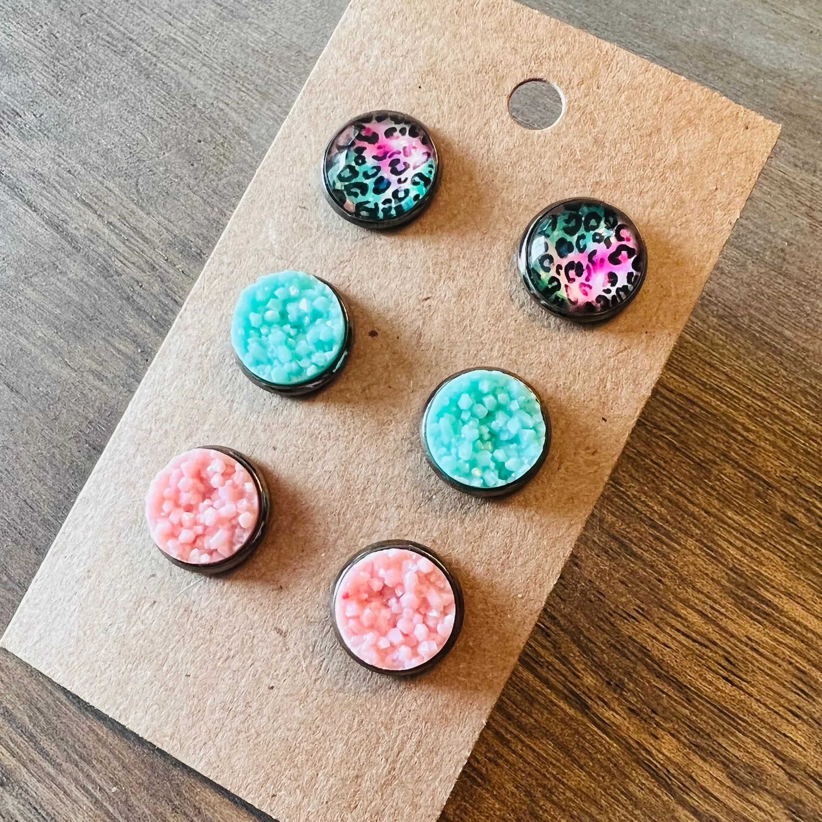 Get Wild Druzy Trio Stud Earrings (4 color options)