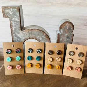 Get Wild Druzy Trio Stud Earrings (4 color options)