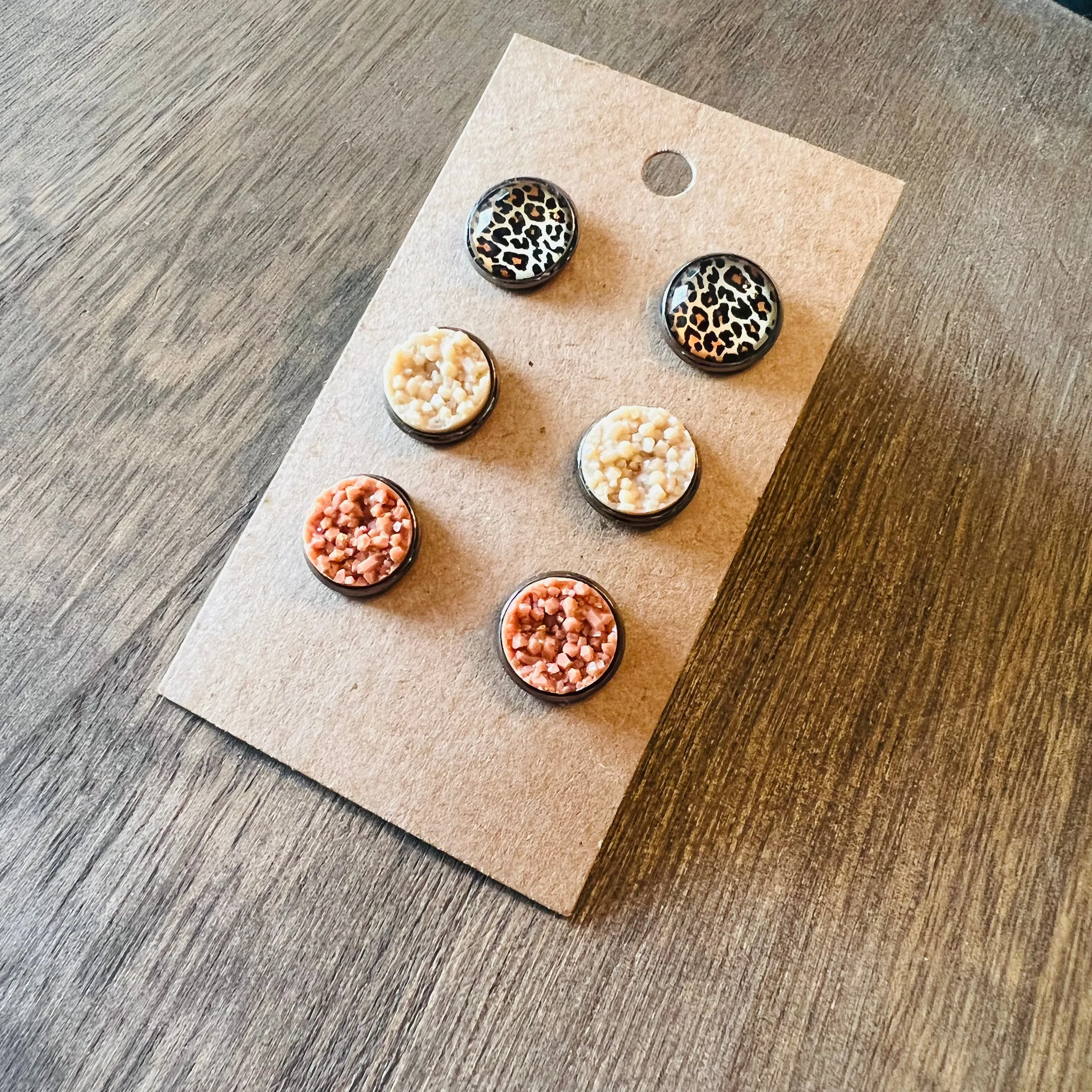 Get Wild Druzy Trio Stud Earrings (4 color options)