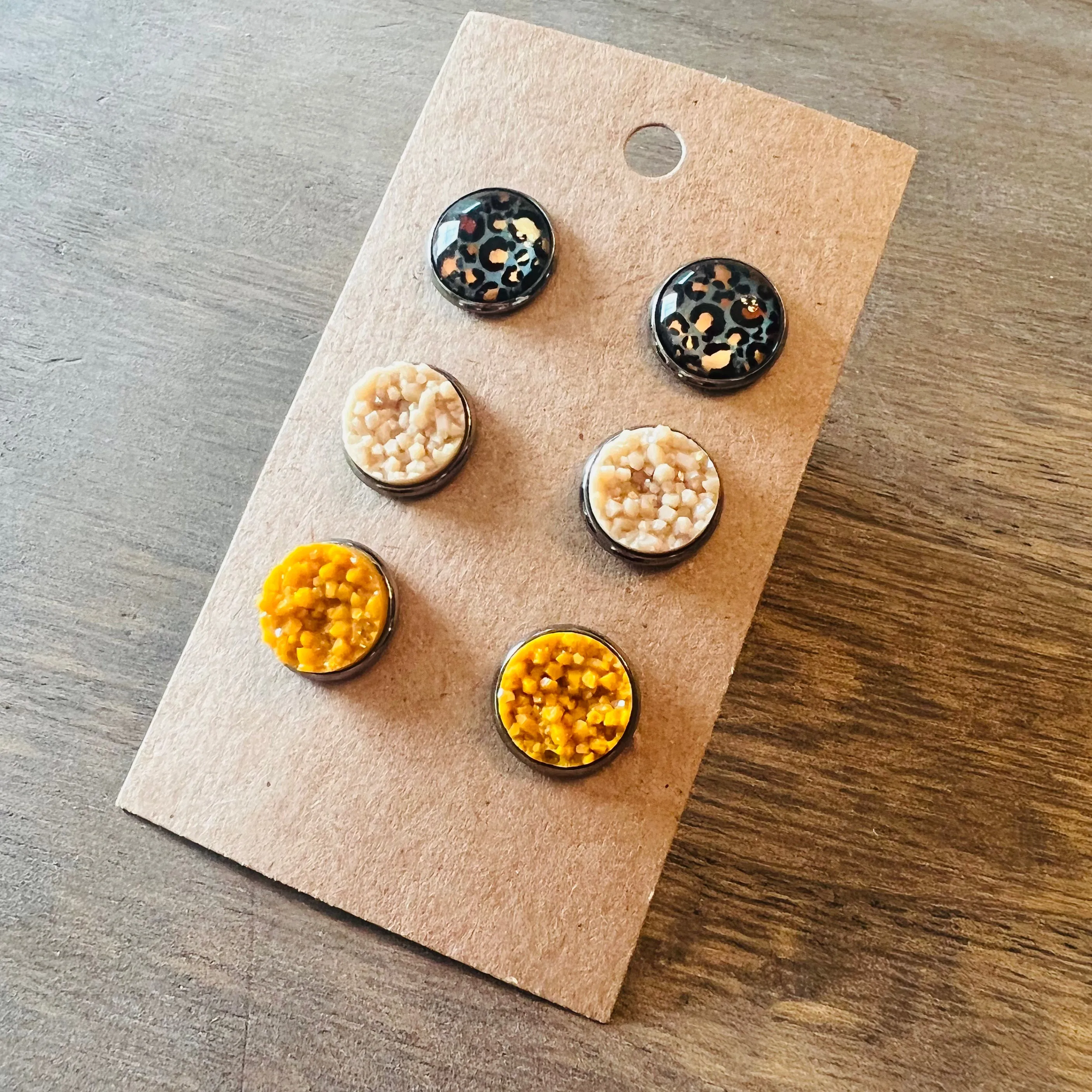Get Wild Druzy Trio Stud Earrings (4 color options)