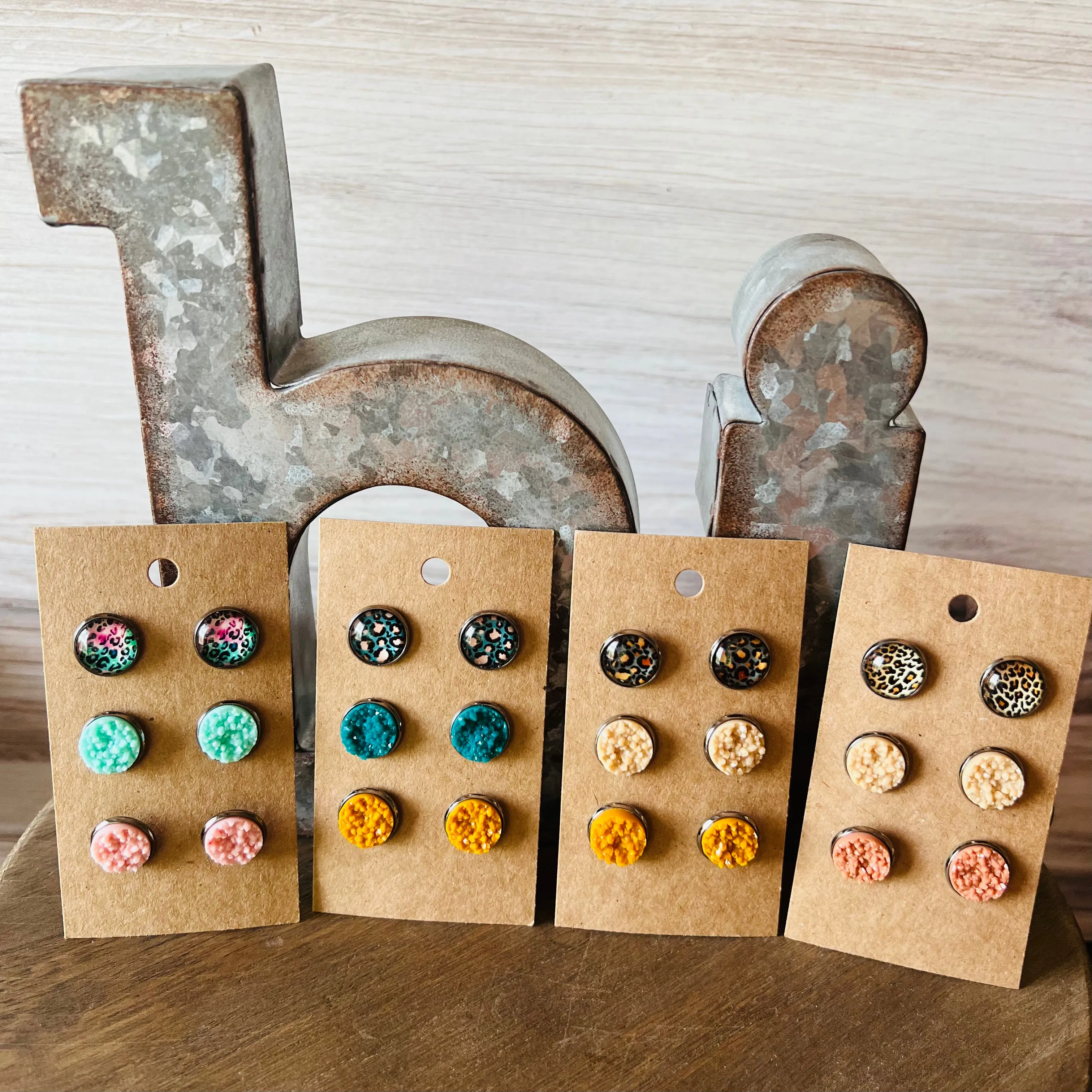 Get Wild Druzy Trio Stud Earrings (4 color options)