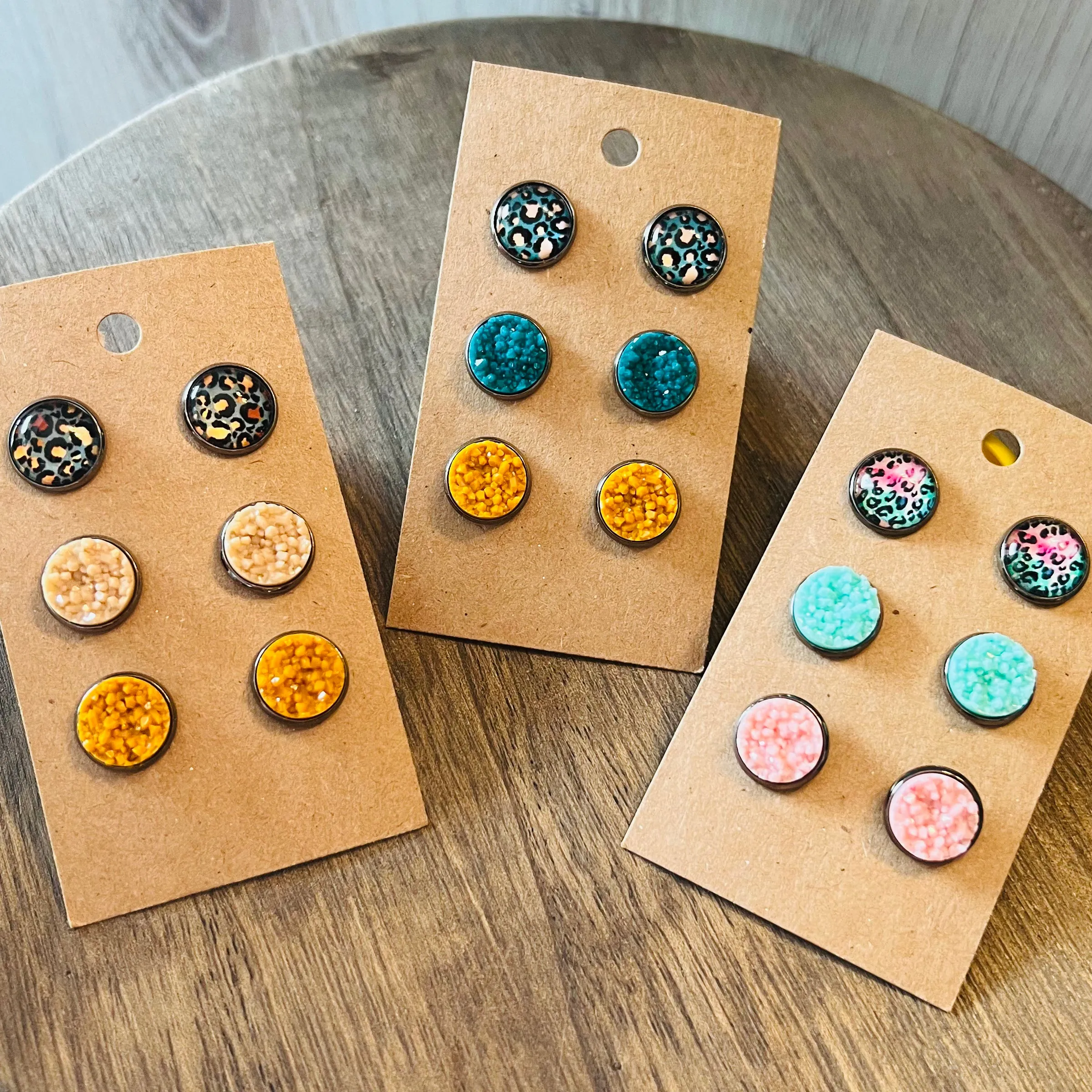 Get Wild Druzy Trio Stud Earrings (4 color options)
