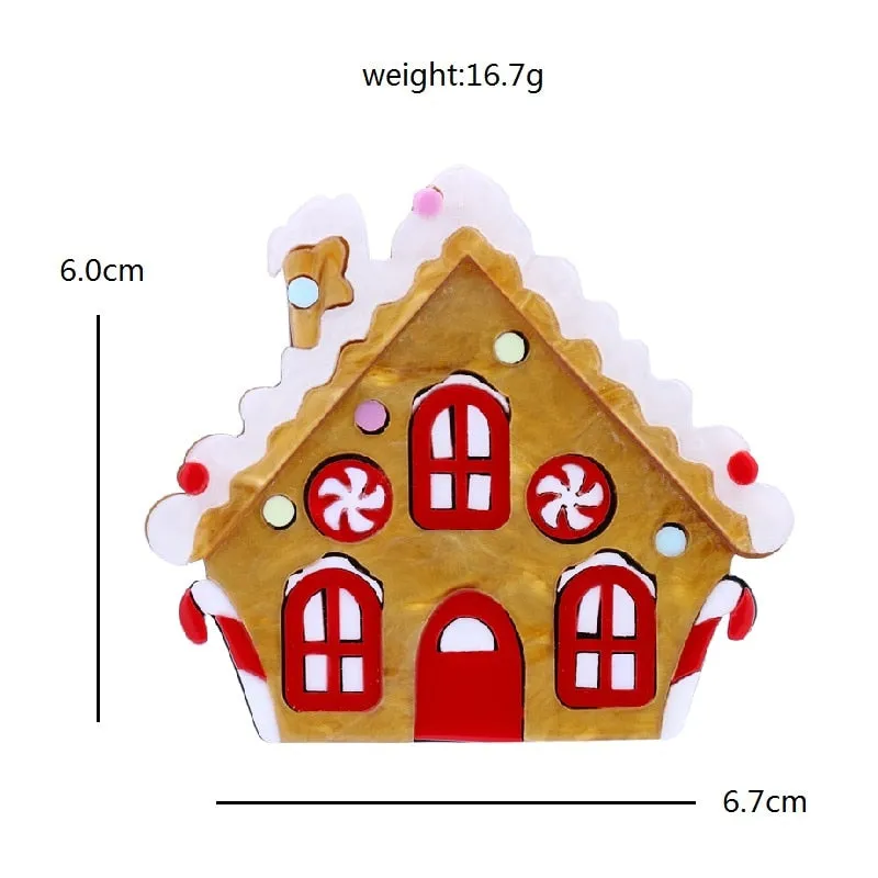 Ginger Bread House Christmas Acrylic Brooch
