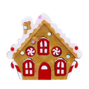 Ginger Bread House Christmas Acrylic Brooch