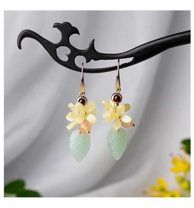 Glazed Osmanthus Small Fresh Forest Earrings