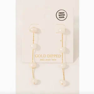 GOLD DIPPED FRESH WATER PEARL DANGLE EARRINGS