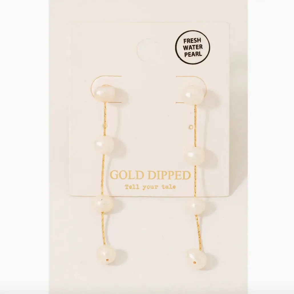 GOLD DIPPED FRESH WATER PEARL DANGLE EARRINGS