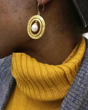 Gold Drop Oval Earrings