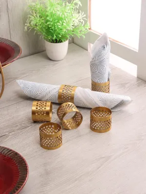 Gold Etching Napkin Ring Set Of 6 | Modern Tissue Paper Holder