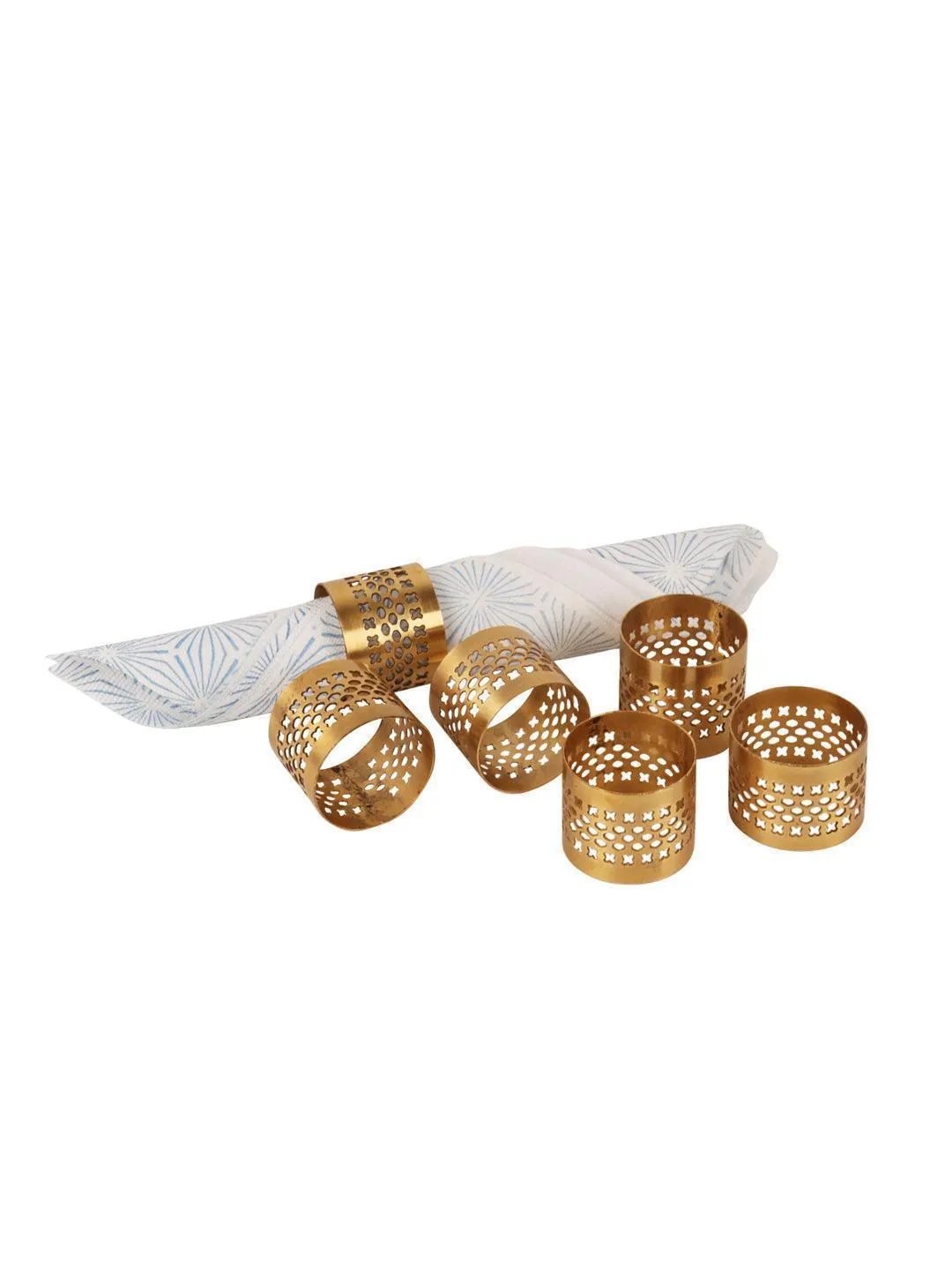 Gold Etching Napkin Ring Set Of 6 | Modern Tissue Paper Holder