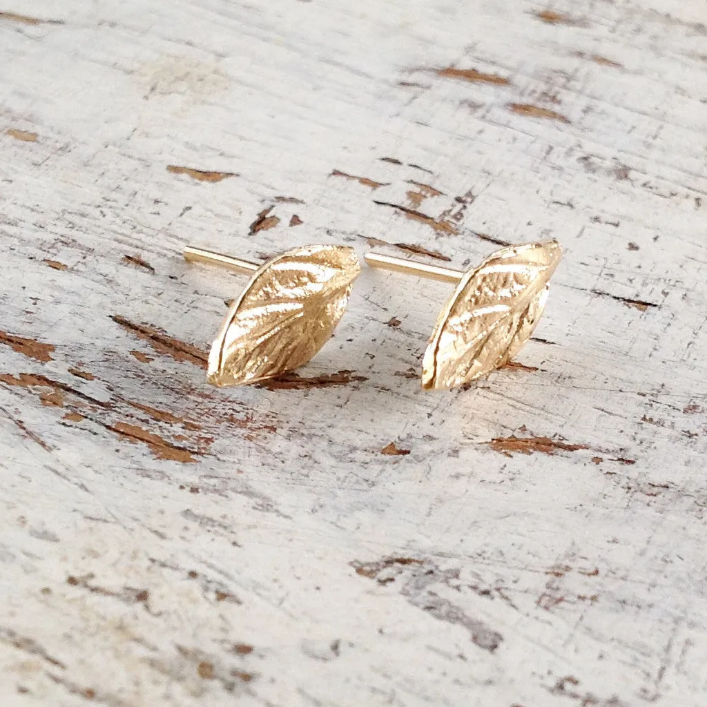 Gold Leaf Earrings Minimalist Stud Earrings