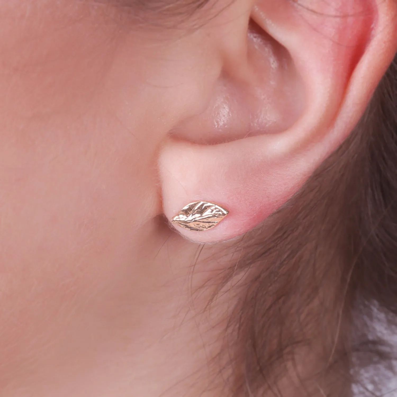Gold Leaf Earrings Minimalist Stud Earrings