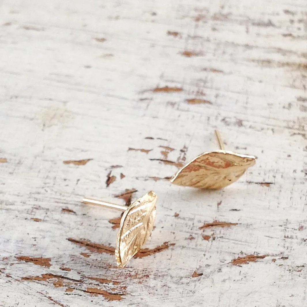 Gold Leaf Earrings Minimalist Stud Earrings