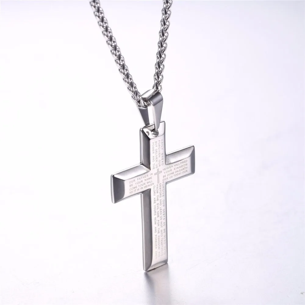 Gold Plated Stainless Steel The Lord’s Prayer Pendant Necklace