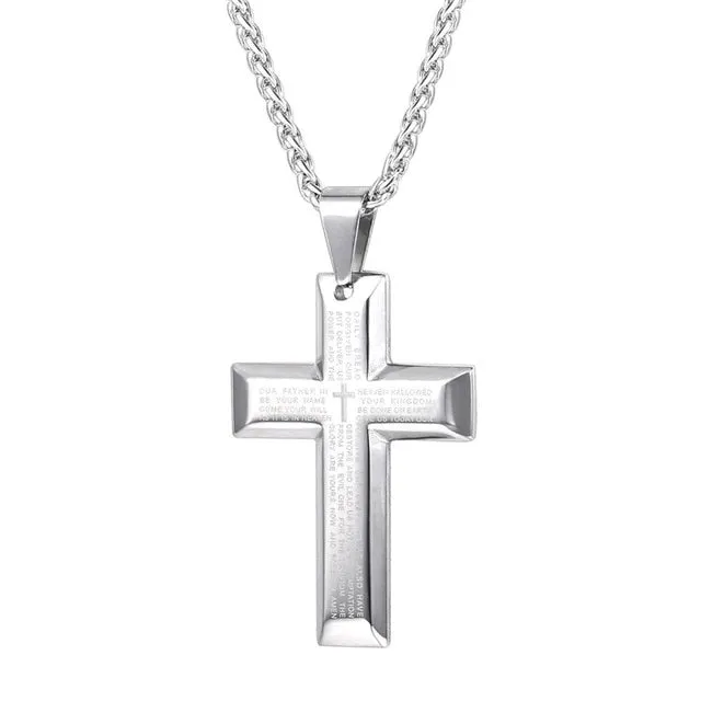 Gold Plated Stainless Steel The Lord’s Prayer Pendant Necklace