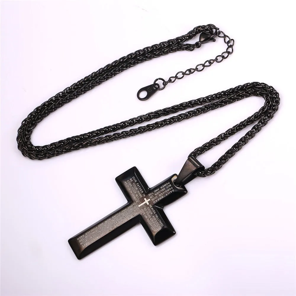 Gold Plated Stainless Steel The Lord’s Prayer Pendant Necklace