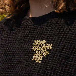 Golden Spikemoss Embroidered Brooch